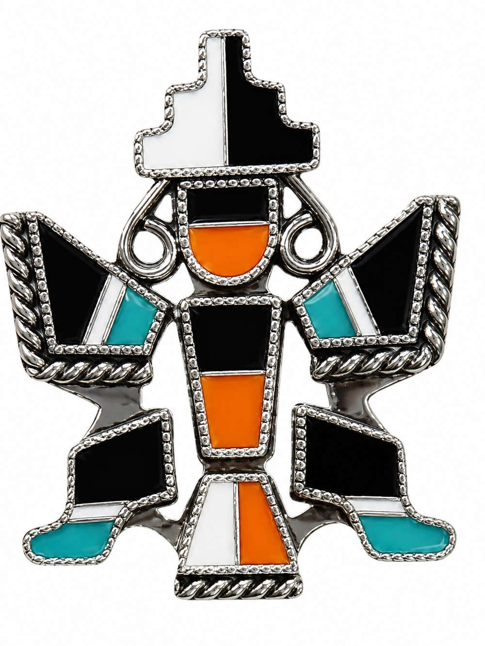 Multicolor Inlay Southwestern Zuni Man Brooch